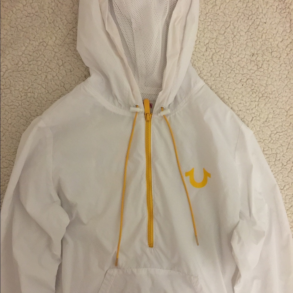 True Religion White and Gold Windbreaker